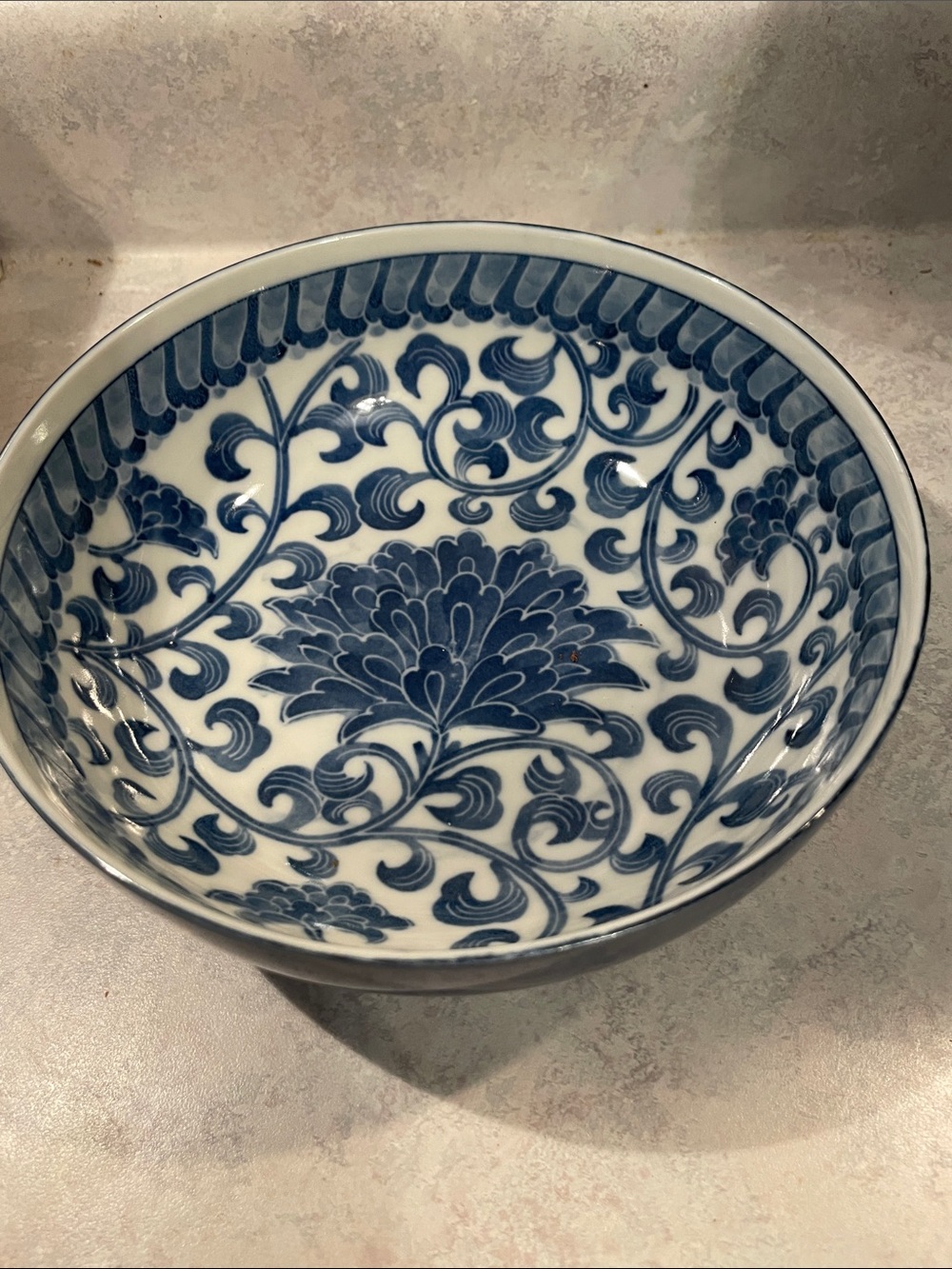 Blue Floral Ceramic Decorative Bowl - Home Art